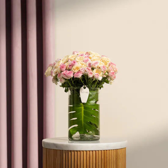 Soft Whisper Baby Roses Vase