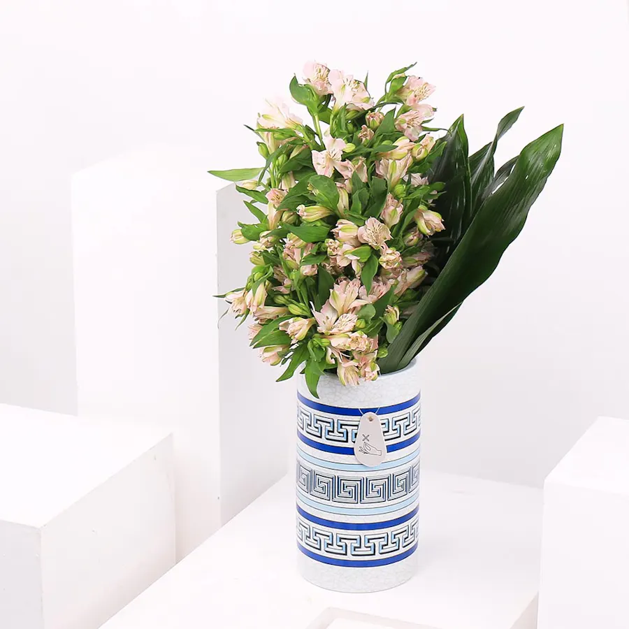 20 Pink Alstroemeria | Painted Vase 3