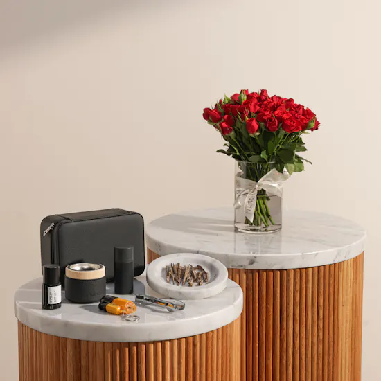 Mubkhar Bakhoor Leather Travel Black Bag | Charming Baby Rose Vase