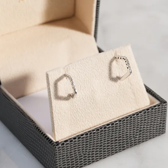Gold Land Semi Pentagon Shape Earrings