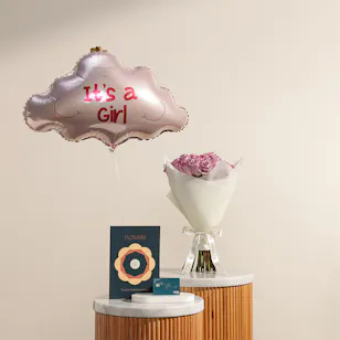 Floward Card 50 KWD | It’s A Girl Pink Flower Bouquet Floward Card 50 KWD | It’s A Girl Pink Flower Bouquet