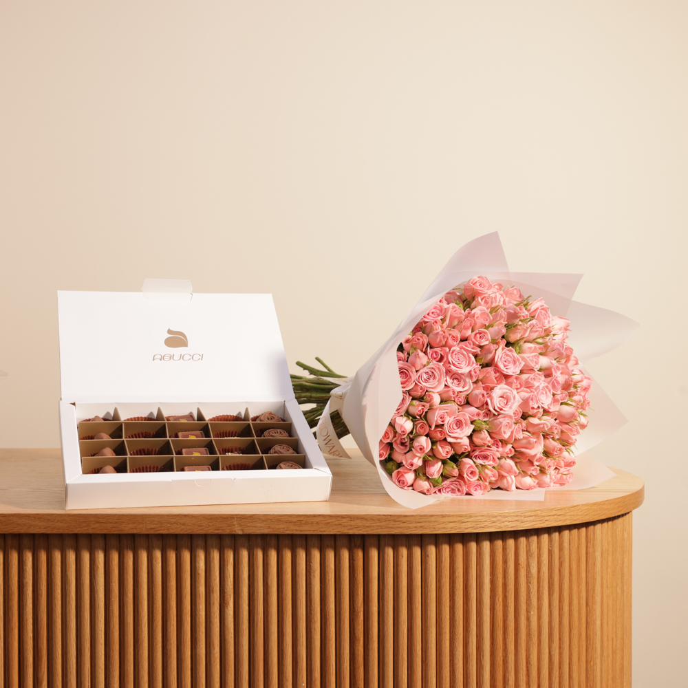 صندوق شوكولاتة من أبوتشي | باقة زهور