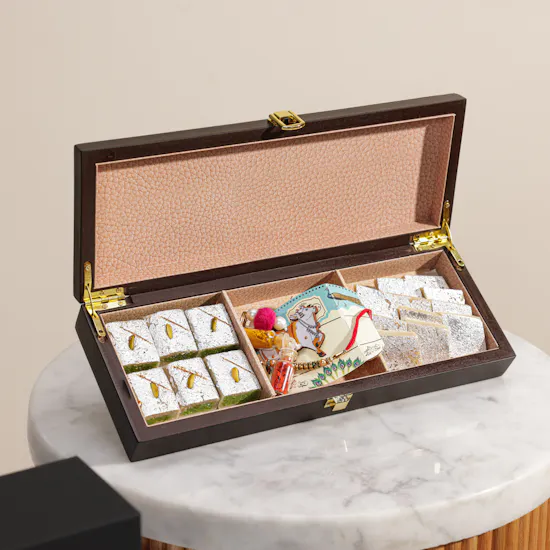MyGovindas Rakhi Assorted Sweets Hamper | Hugo Boss Chronograph Men's Watch