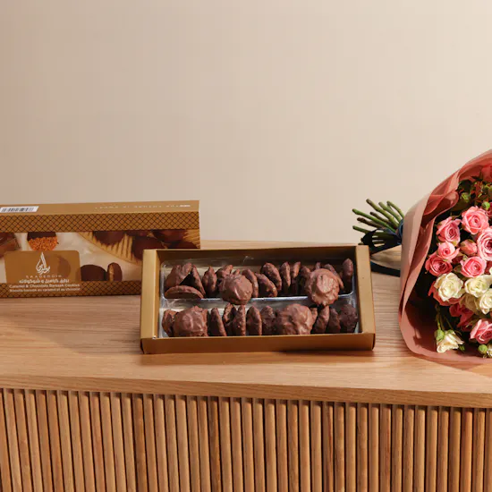 Saadeddine Caramel and Chocolate Barazek Box | Lavish Serenity Bouquet