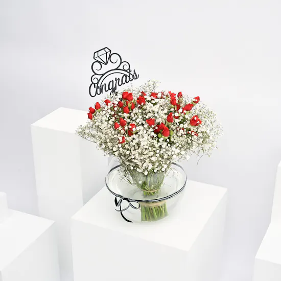 Red & White Congrats Vase