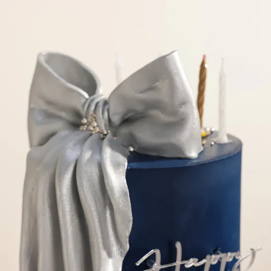 BreadTalk Silver Ribbon Navy Birthday Cake