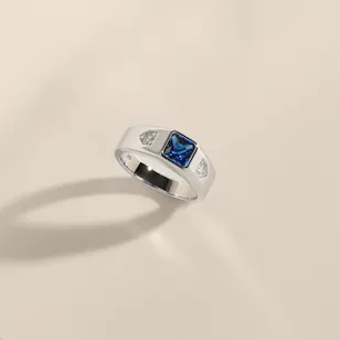 Floward Royal Azure Silver Men's Ring | Size 8