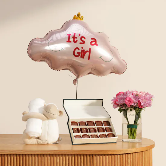 Floward Welcome Baby Girl Gift | Unique Flowers Vase