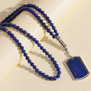 Zayan Lapis Lazuli Rosary with Silver | Blue Zayan Lapis Lazuli Rosary with Silver | Blue