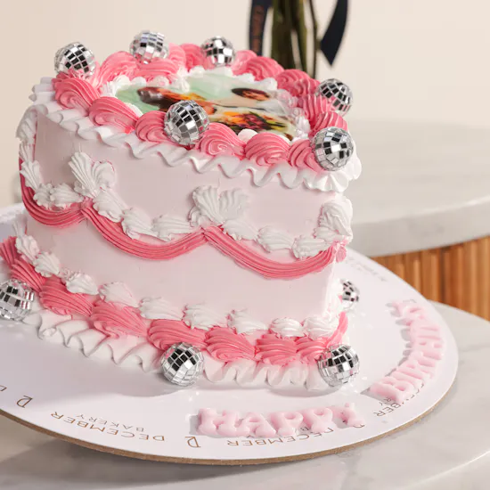 December Cake Personalized Photo Heart-Shaped Birthday Cake | Garden of Calm Flowers