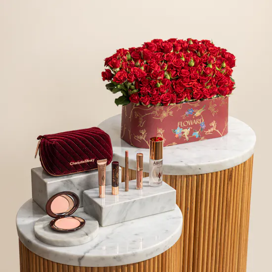 Charlotte Tilbury Winter Pouchbag Gift Set | Lovely Flower Box with Balloon