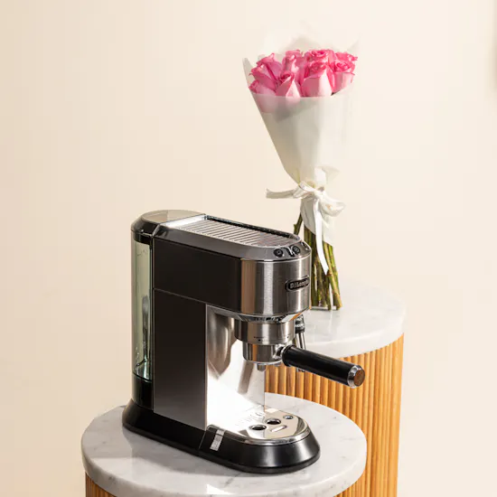 De'Longhi Dedica Style Coffee Silver Machine | Lush Pink Bouquet