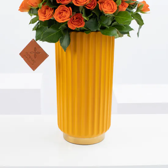 Orange Baby Roses | Ceramic Vase