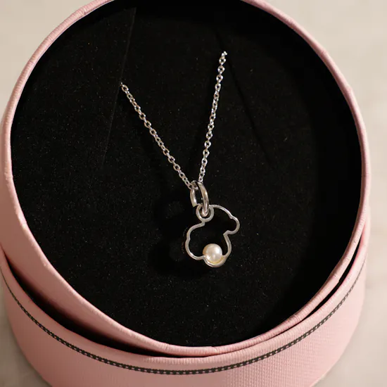 Tous Silver Silueta with Pearl Necklace
