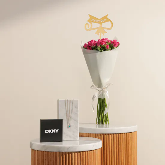 Dkny Double Gold Tone Women's Necklace | Charm Graduation Flowers
