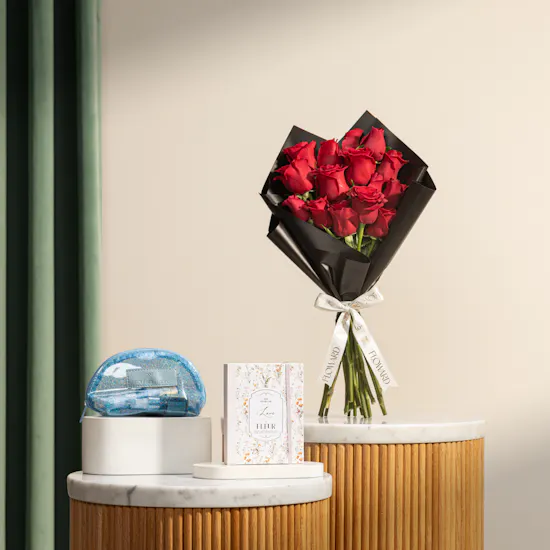 Fleur The Story of Love Chocolates Book | Soul and More Pouch and Flowers