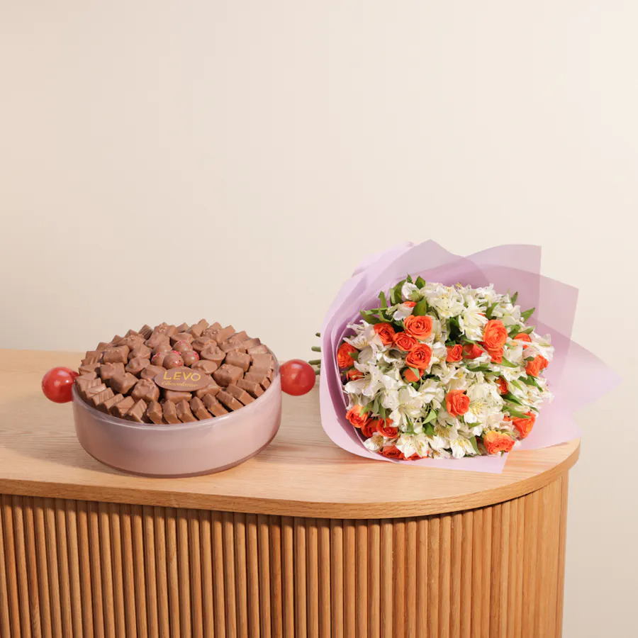 Levo Mix Chocolate Tray | Flowers Bouquet 2