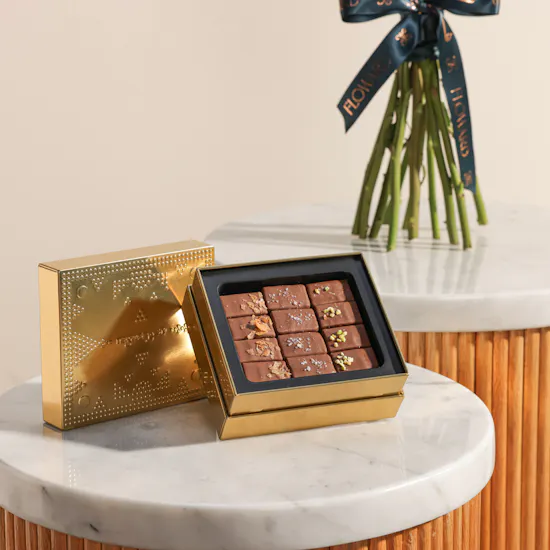 Nagwa Small Golden Chocolate Box | Get Well Soon Warmth Flowers