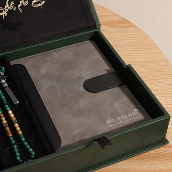 Bil Qalam Raa with Black Notebook and Sibha