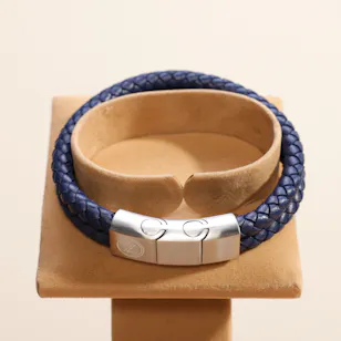 Zus Double Navy Blue Leather Bracelet