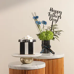 December Cake Black and White Gift Shape Fondant Cake | Distinguished Flower
