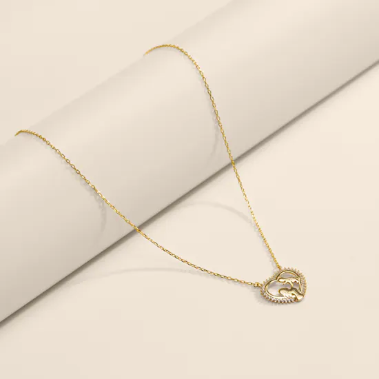 Artsy Mom and Baby in A Heart Necklace