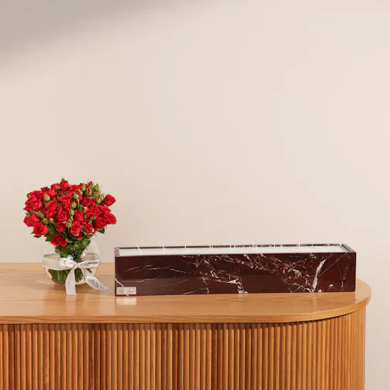 Lanai Lava Short Rectangle Candle | Elegant Flowers Vase