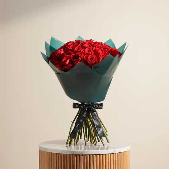 Dew of Loving Hearts Bouquet | 50 Roses