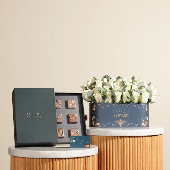 Floward 35 BHD Card and Chocolate Box | Roses Box