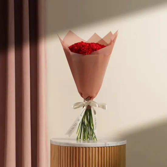 Red Carnation Blooming Bouquet | 20 Flowers