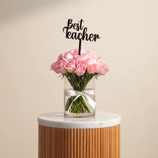 Teacher's Day Charming Pink Rose Vase
