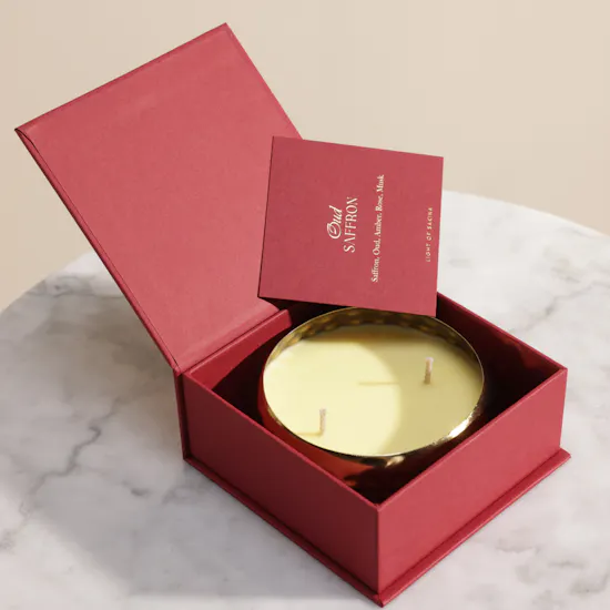 Light of Sakina Brass Urli Saffron Candle