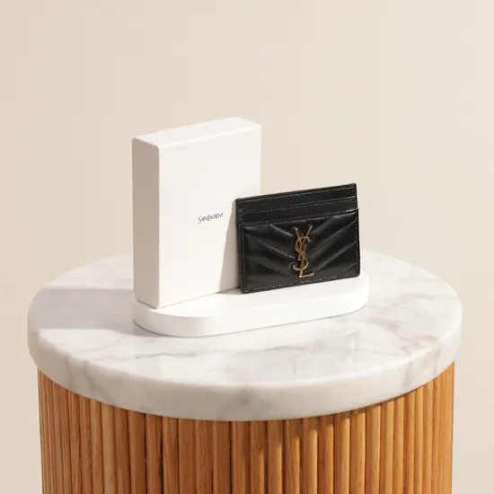 Saint Laurent Black Cassandre Matelassé Card Case