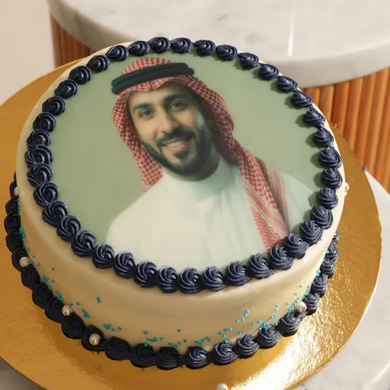 Floward Personalized Photo Blue Cake | Birthday Flowers and Balloon