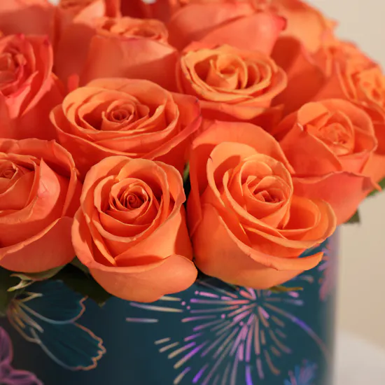 Pearly Orange Rose Box | 25 Flowers
