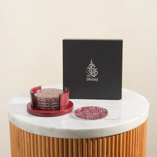 Dimlaj Darza Acrylic Coasters With Holder Set