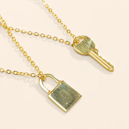 Hrh Lock and Key Gold Plated Necklace Set