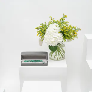 Zayan Green Malachite and Silver Rosary | White Vase