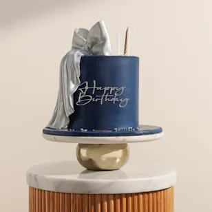 BreadTalk Silver Ribbon Navy Birthday Cake