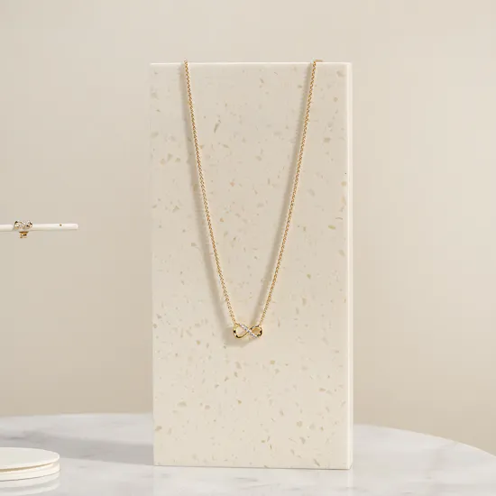 Pandora Golden Infinity Necklace and Earrings Gold Plated Set