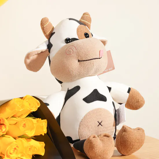 Floward Baby Cow Plush | Yellow Radiance Bouquet