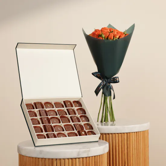 Floward Premium Chocolate Box | Cheerful Rose Bouquet