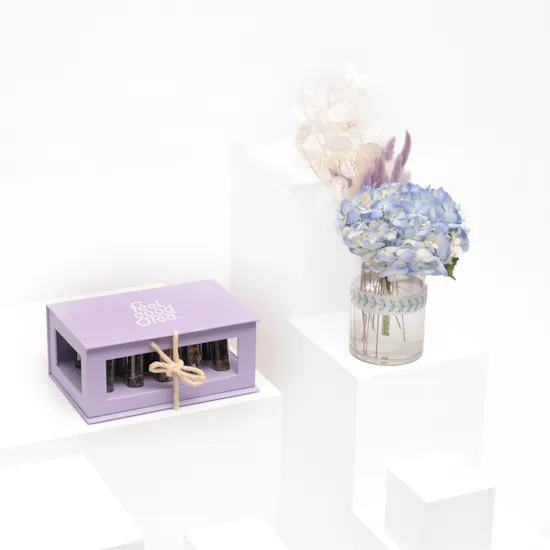 Feel Good Tea Varieties with Spring Wishes Vase
