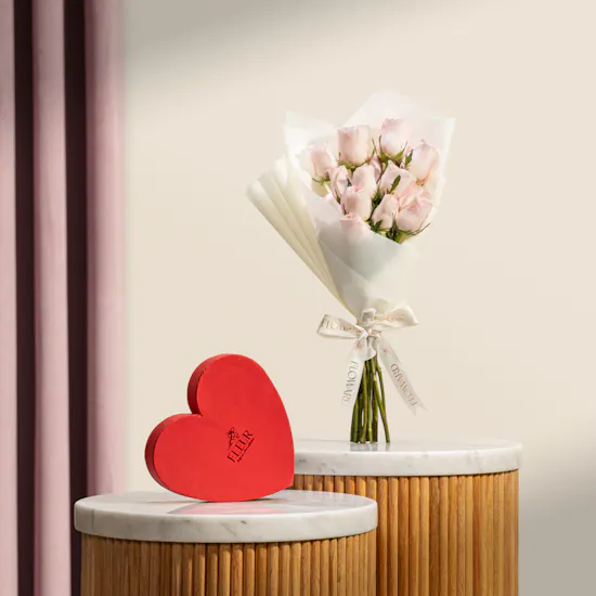Fleur Red Heart Chocolate Box | Romantic Flowers Bouquet