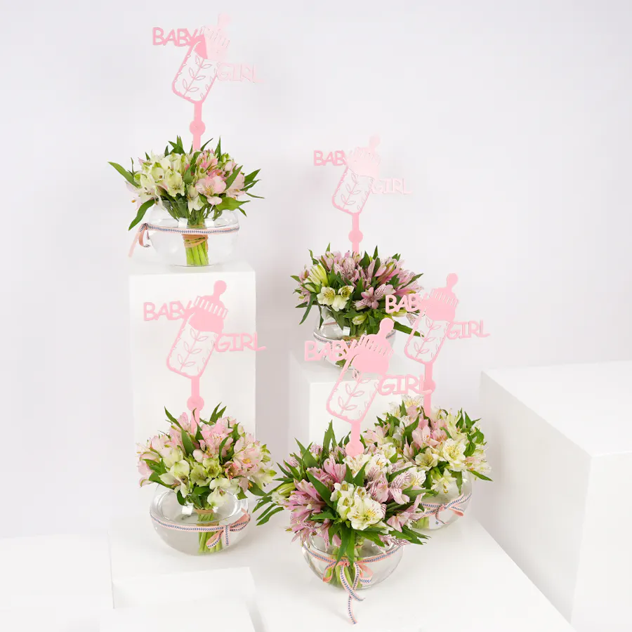 New Baby Girl Reception Vases | Delicate Alstroemeria  3