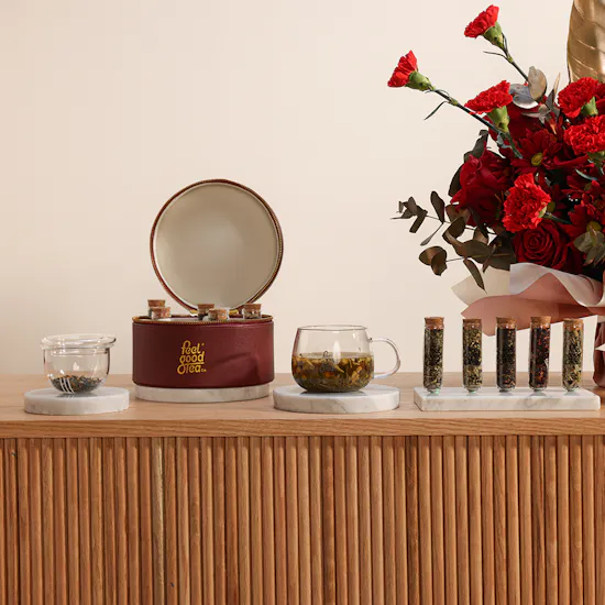 Feel Good Tea Burgundy Leather Tea Box | Blooms