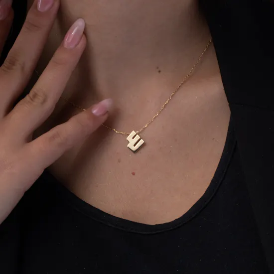 Midad Ain Kufic Letter Gold Necklace