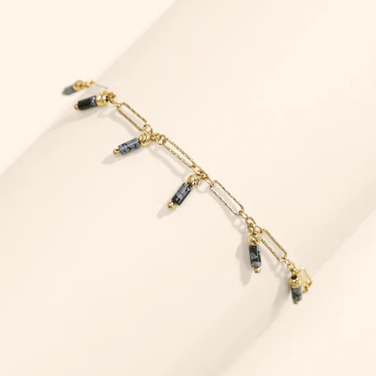 Siran by Iram Dangling Blue Tube Stone Gold Bracelet