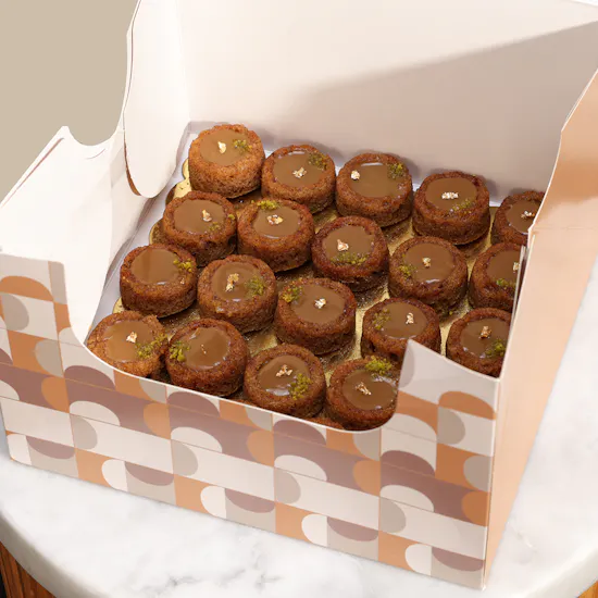 Mathaaq Date Basbousa with Butterscotch Plate