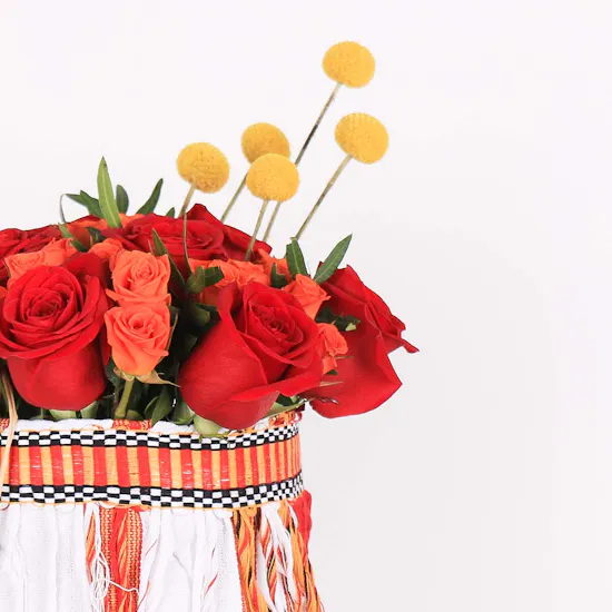 Red & Orange Flowers | Fabric Vase